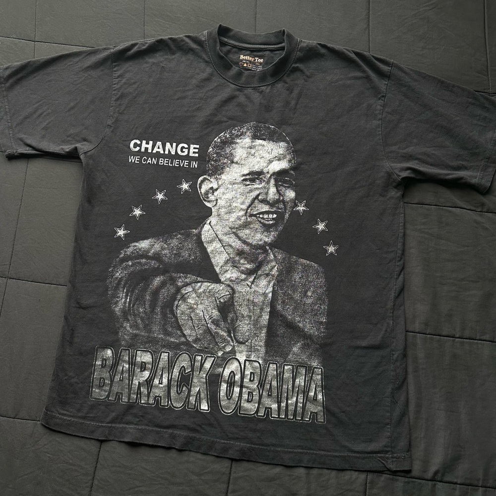 Vintage Barack Obama Silver Better Tee Metallic Jaded Baggy Y2K tee shirt